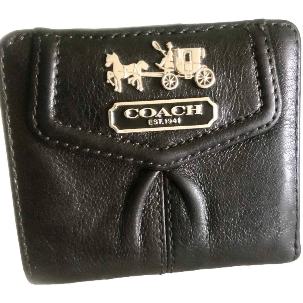 Vintage Coach Madison Black Leather Mini Wallet